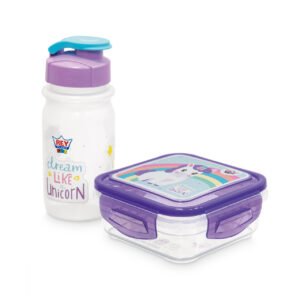 SET ESCOLAR DECCO UNICORNIO (TAPER DECCO 500 ML NIÑA + BEBETODO 400 ML PRESS NIÑA-VIOLETA